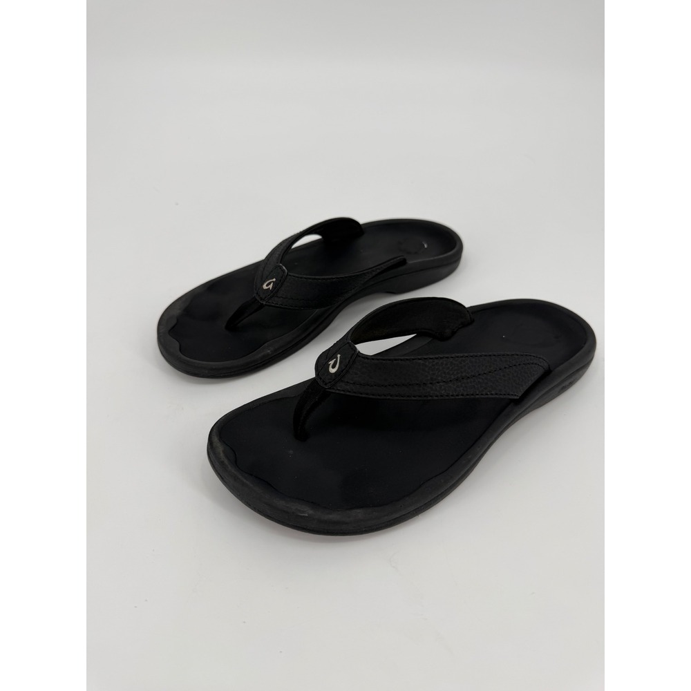 OluKai Ohana Womens Sandals Black Flip Flops 20110-4040 Size 8